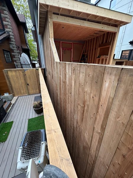 Wood fence and gate installation with deck, Toronto GTA